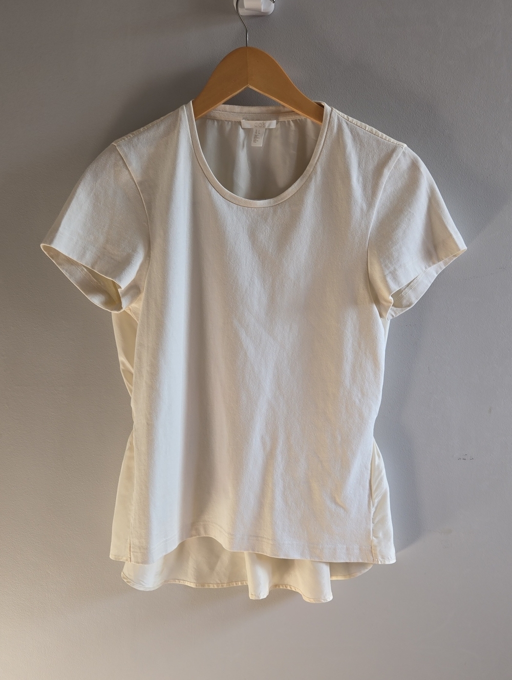 COS White Cotton and Silk Short Sleeved Top Size Small